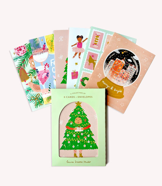 Festive Greeting Card Boxed Set - 6 Holiday Christmas Cards