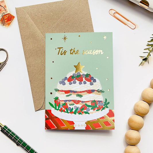 Pavlova Gold Foil Christmas Card - Festive Greeting Xmas
