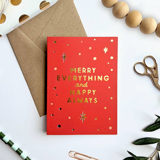 Merry Everything Gold Foil Card - Festive Christmas Greeting