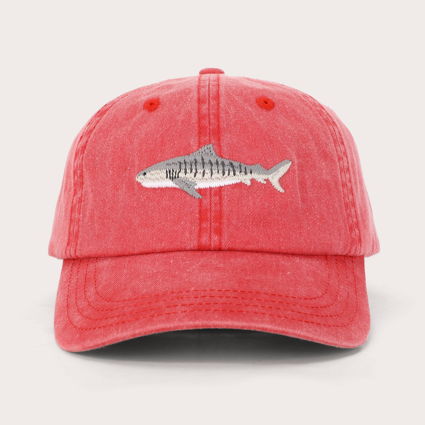 Tiger Shark Fish Lid | Cotton Dad Cap in Red