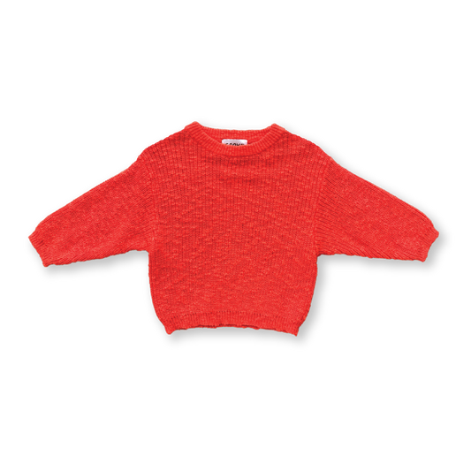 Chunky Rib Organic Pullover - Tomato