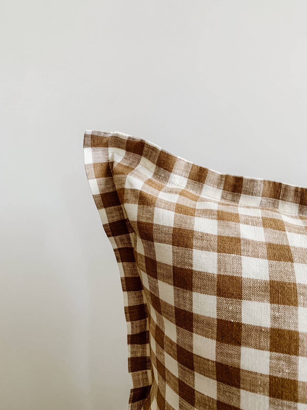 Pure French Linen Lumbar Cushion Cover - Chocolate Gingham