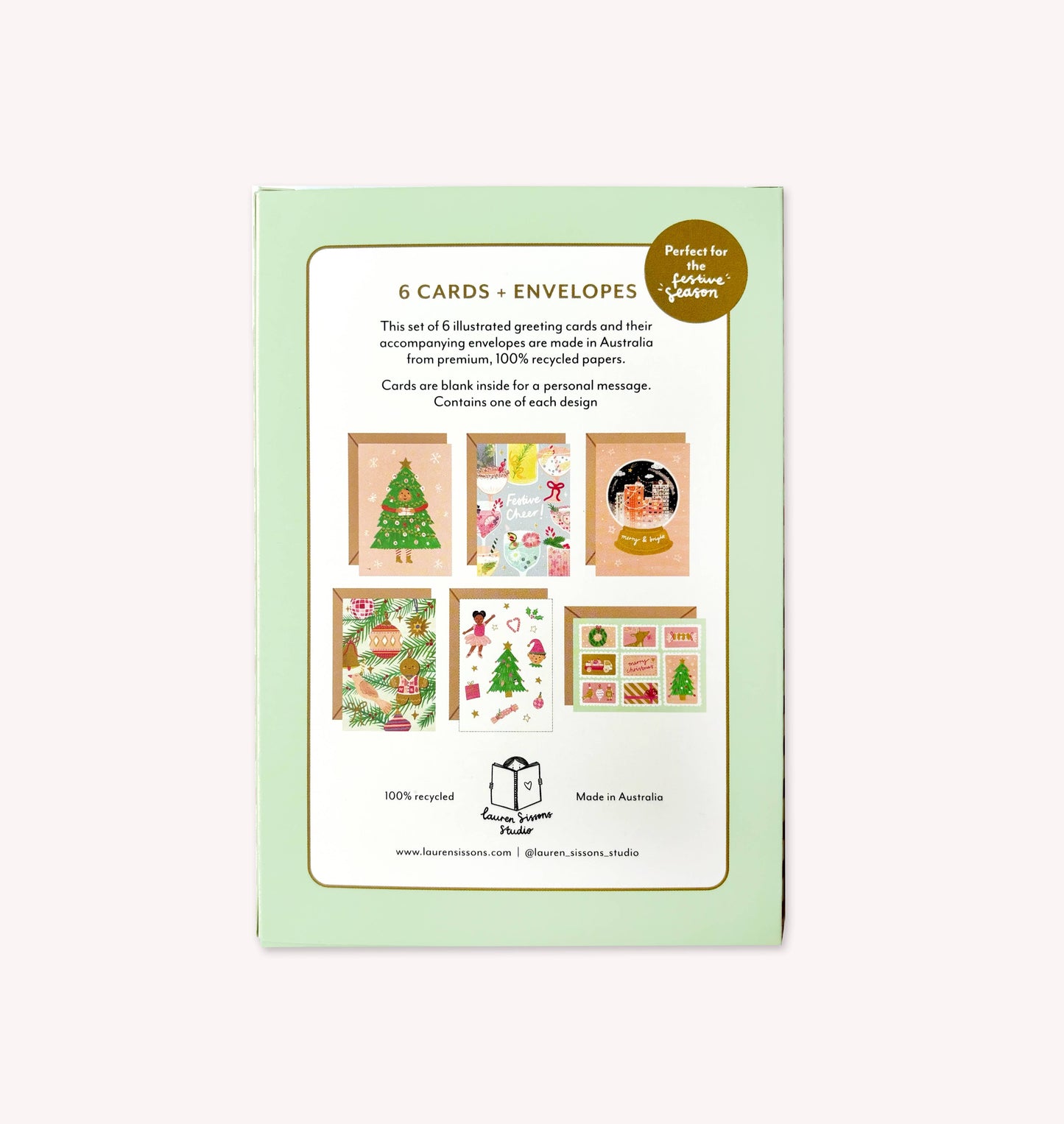 Festive Greeting Card Boxed Set - 6 Holiday Christmas Cards