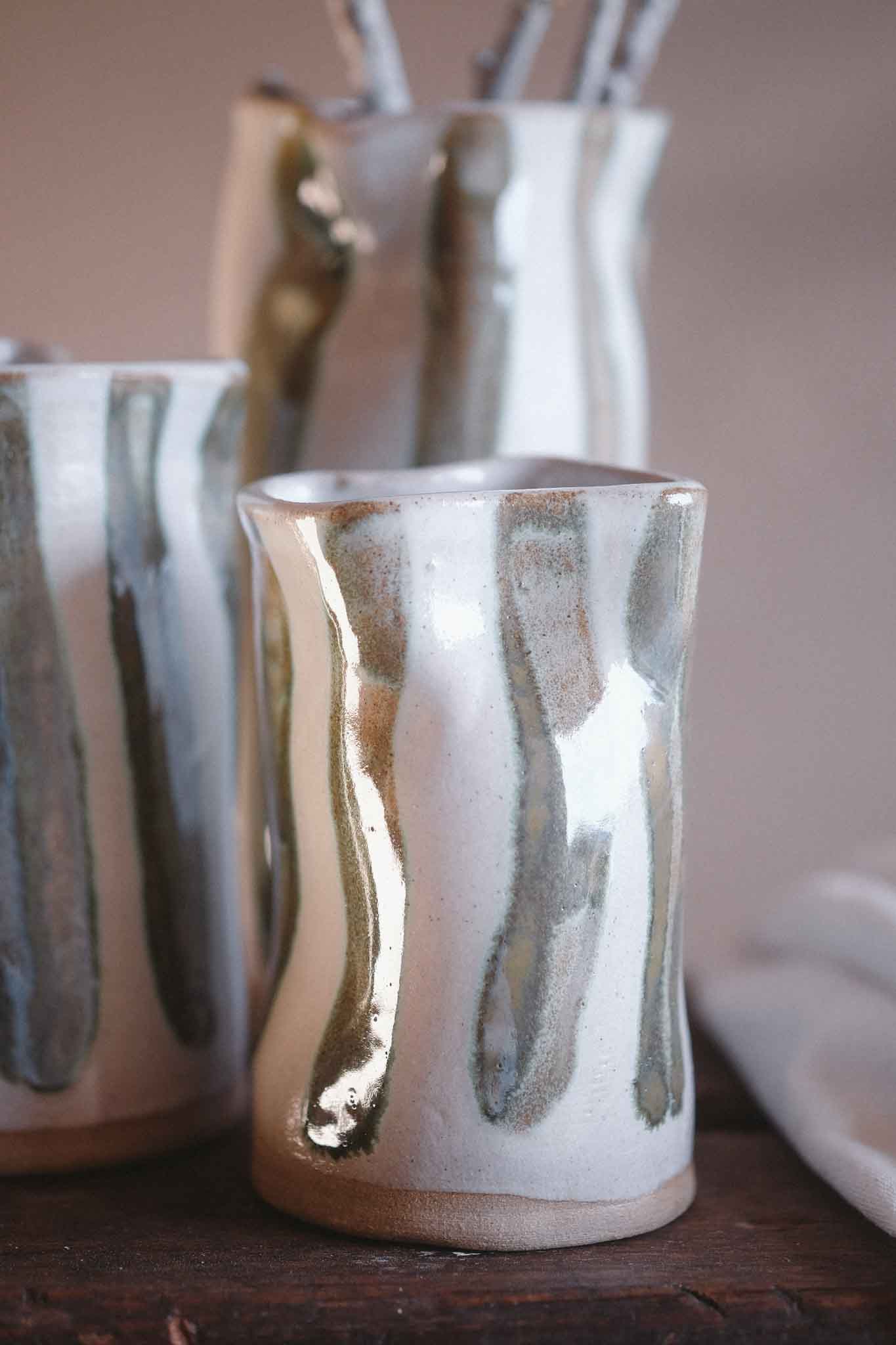 Seaweed Stripe Wabi-Sabi Vase — Small 12cm x 8cm