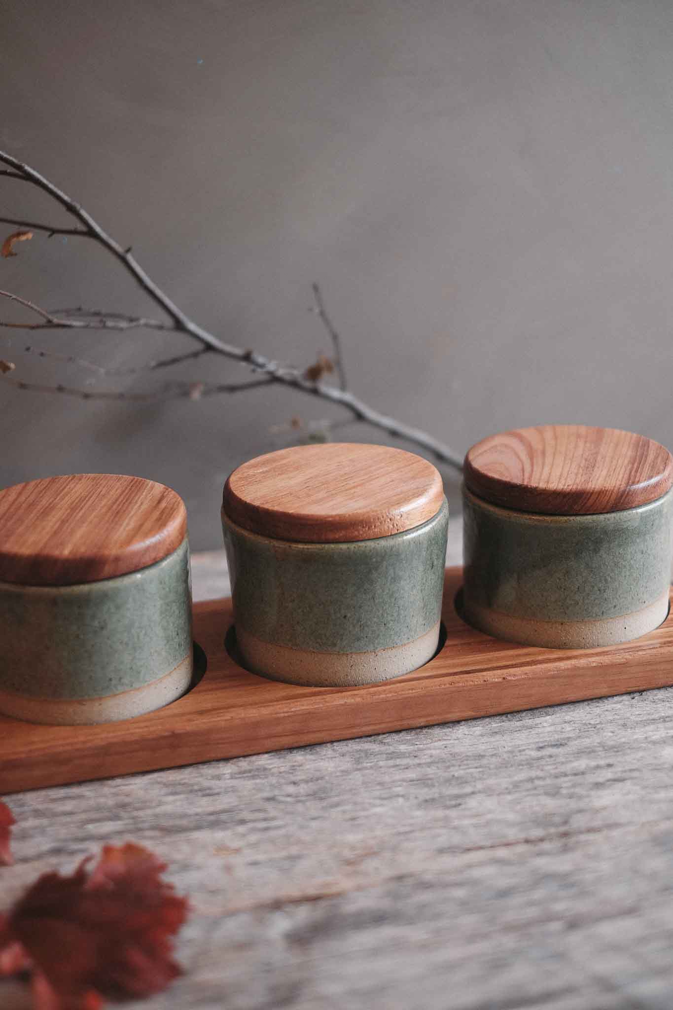 Three-Piece Pantry Jar Set — Blackwood & Wild Clay (40 × 15 × 13cm)