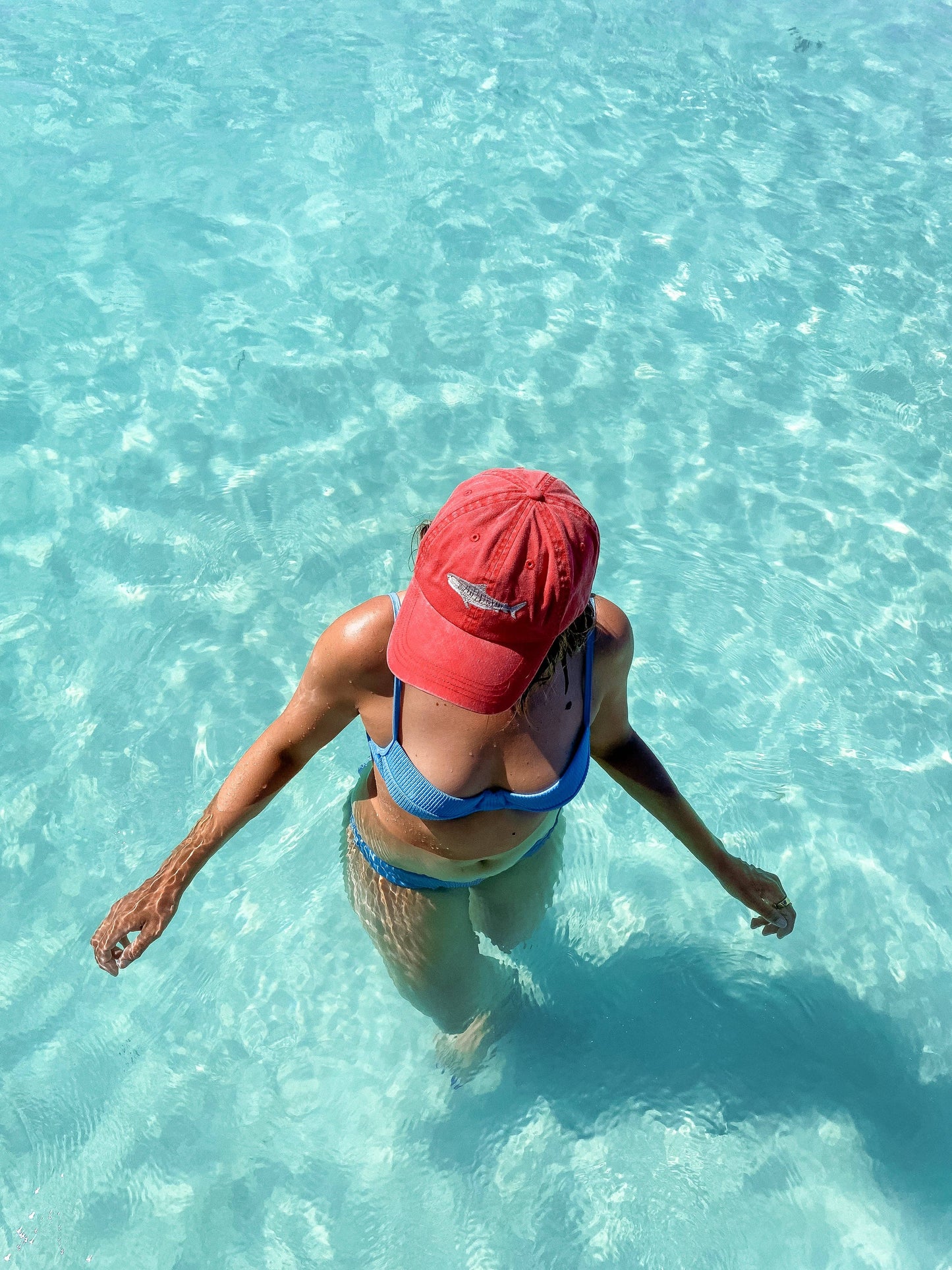 Tiger Shark Fish Lid | Cotton Dad Cap in Red