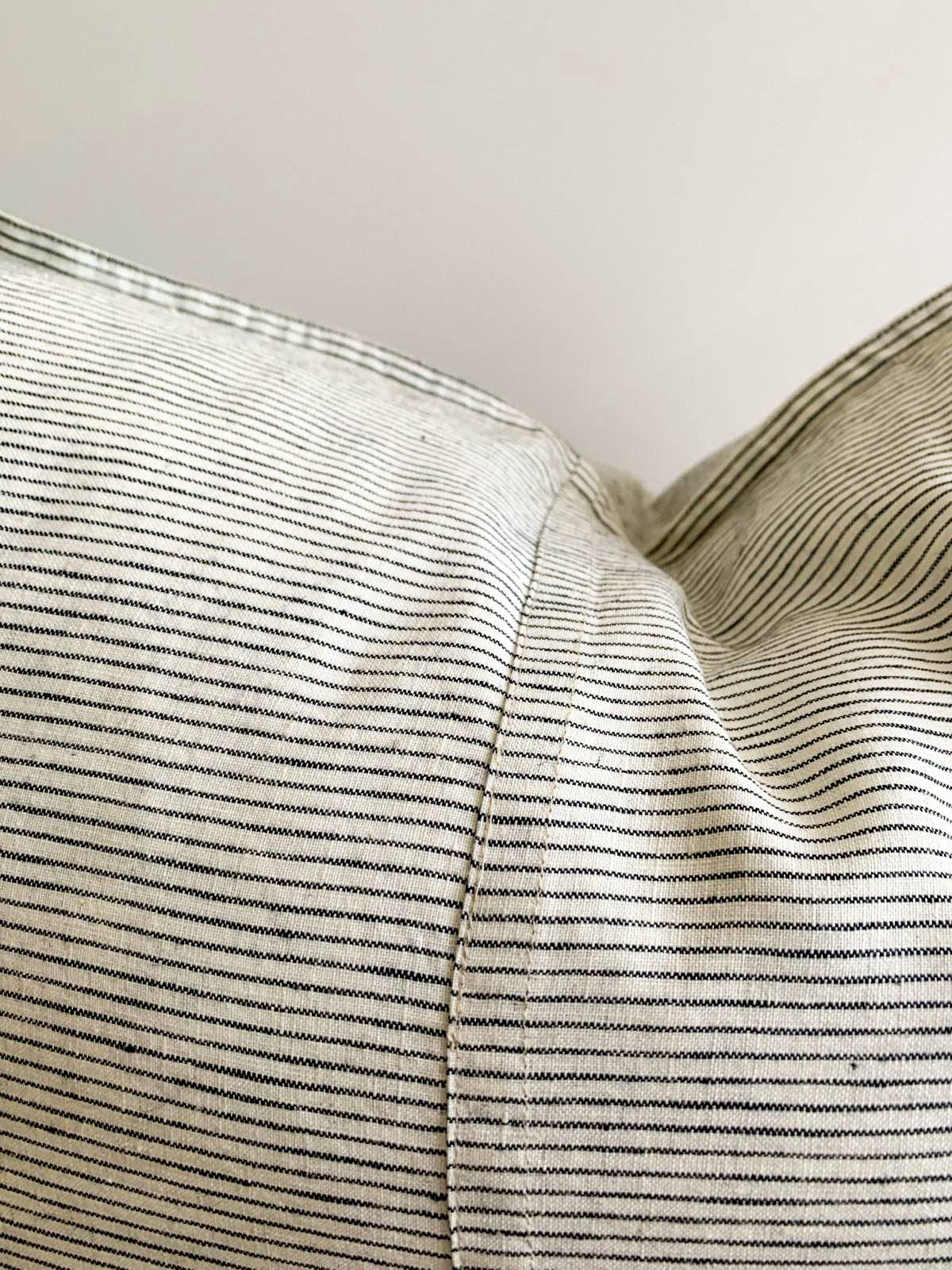 Pure French Linen Lumbar Cushion Cover - Pinstripe