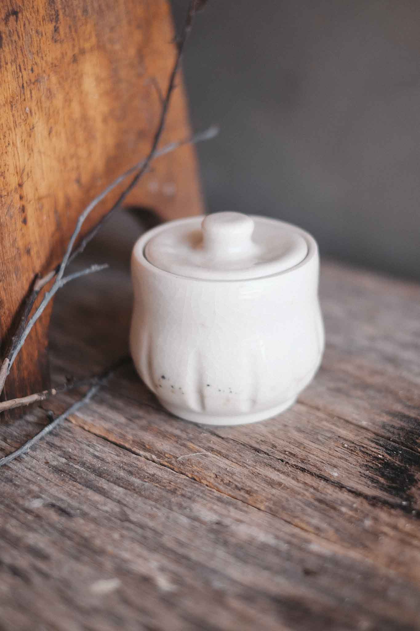 White Stoneware Jar — Snowflake Crackle Glaze