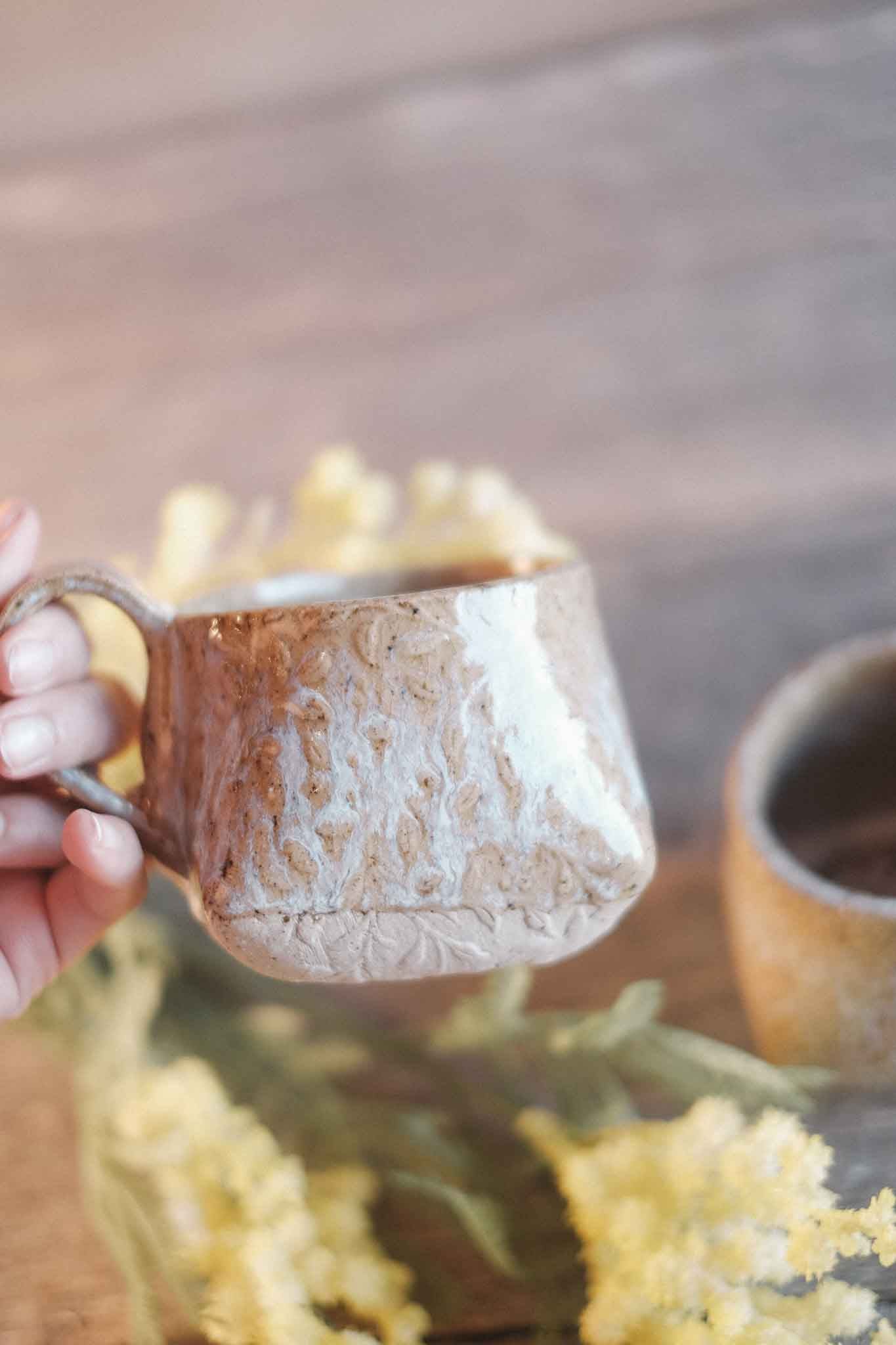 The Folded Mug — Opal Crackle Glaze