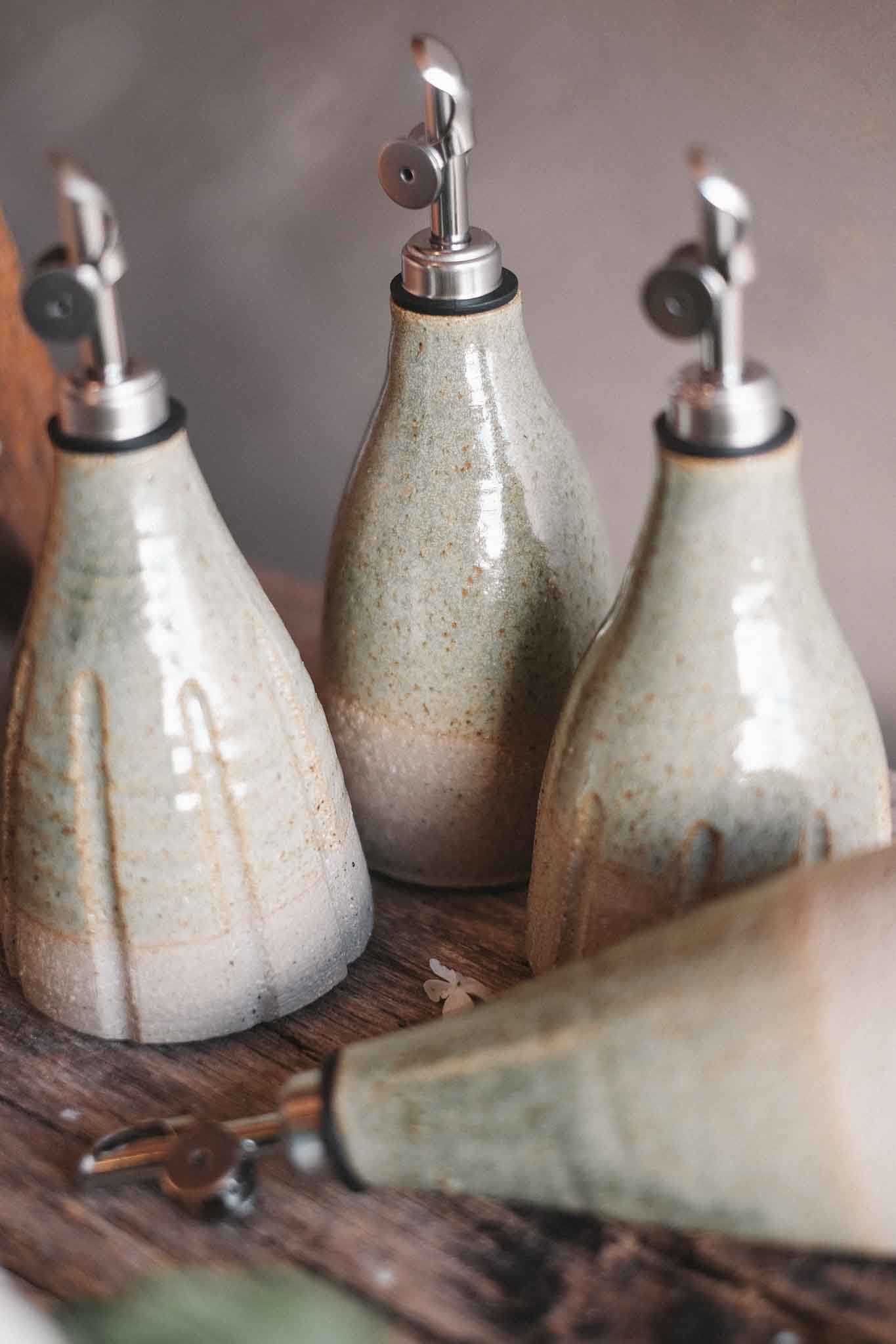 Wild Clay Oil Cruet – Handcrafted Elegance | Sage
