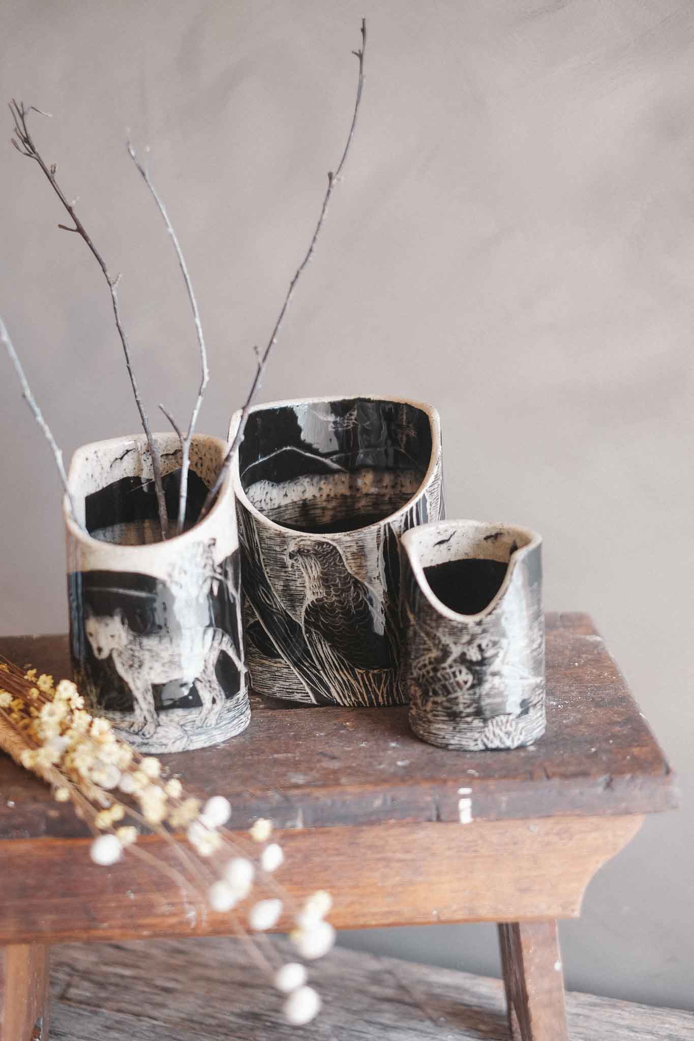 Tasmanian Tiger | Nature Scene Vases — in collaboration with Jane Chapman