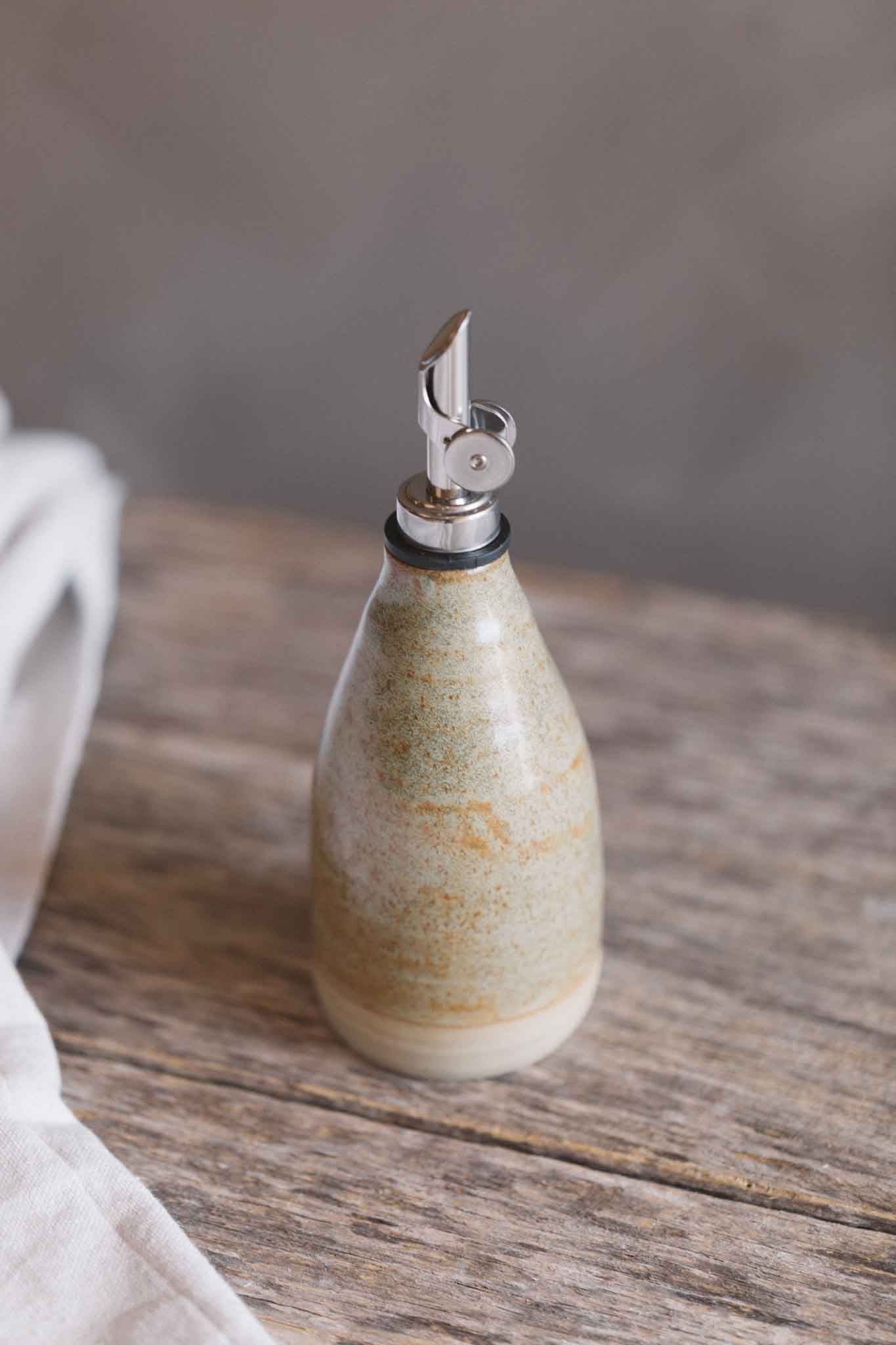 Wild Clay Oil Cruet – Handcrafted Elegance | Sage