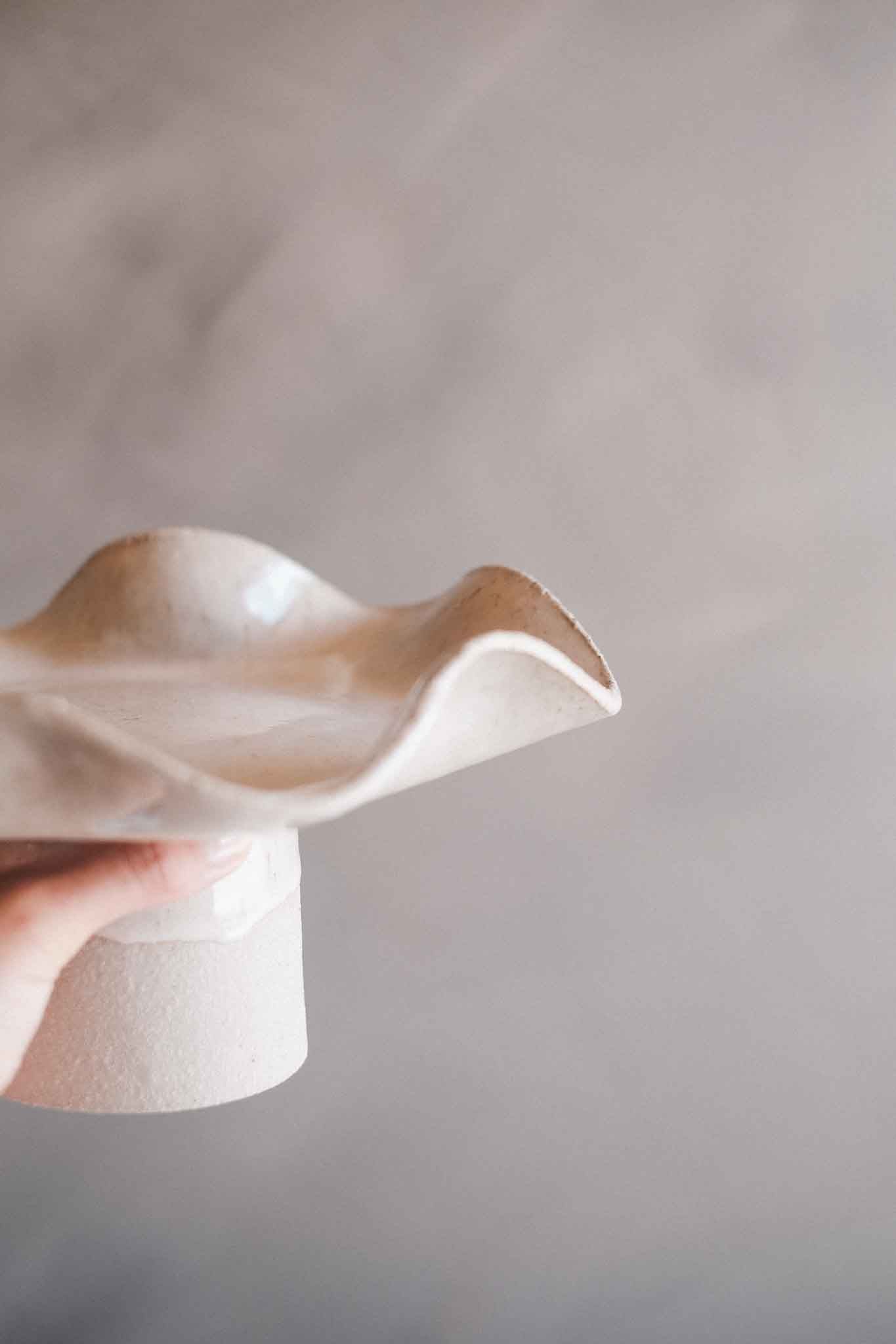 Pedestal Bowl with Organic Ruffle