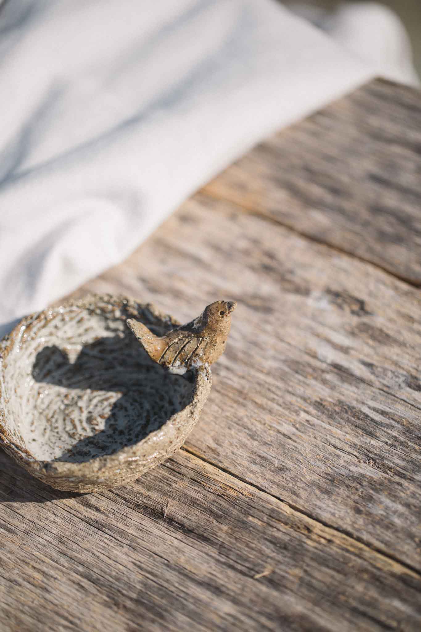 Bird Nest Trinket Dish — With Sculpted Bird