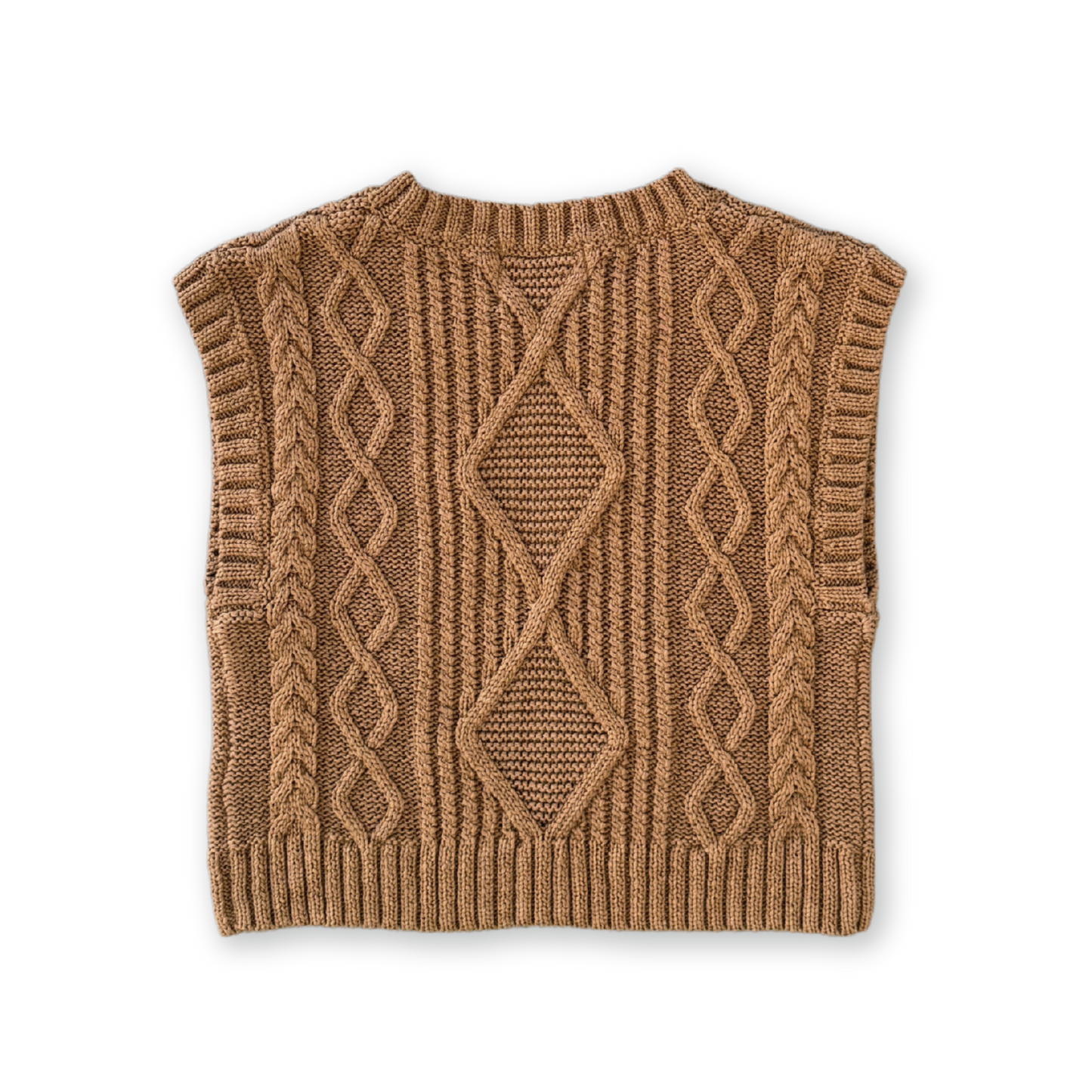 Chunky Cable Knit Vest - Toast