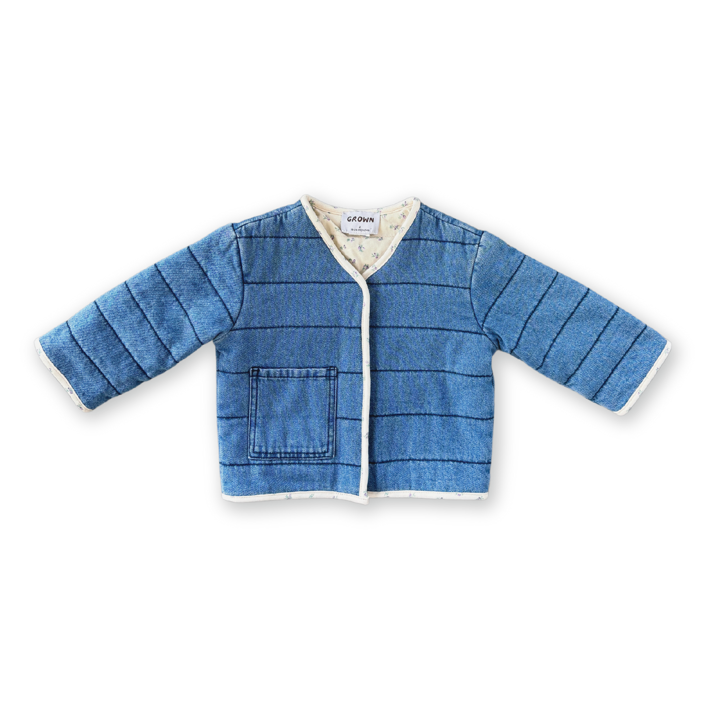 Quilted Reversible Jacket - Denim & Garden