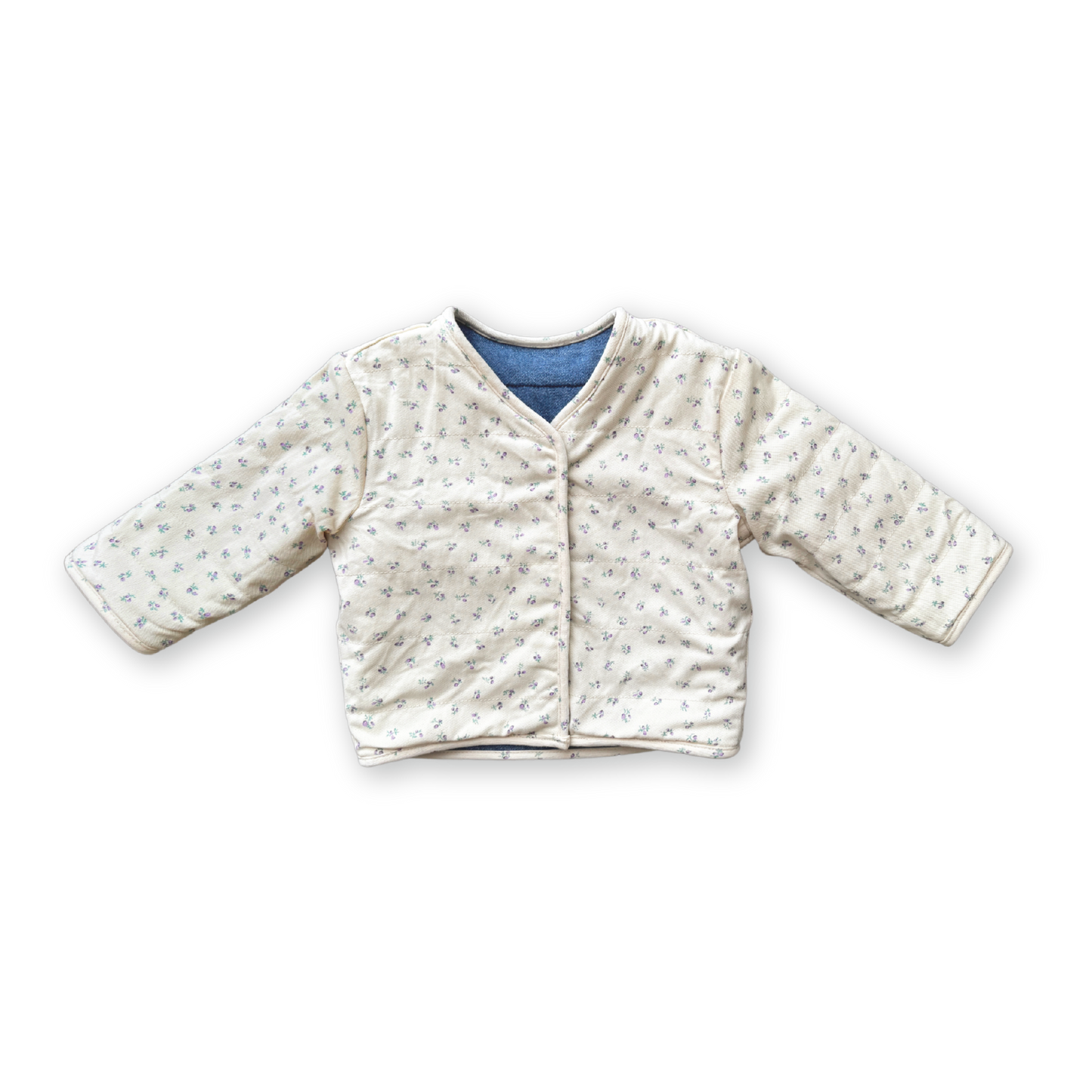 Quilted Reversible Jacket - Denim & Garden