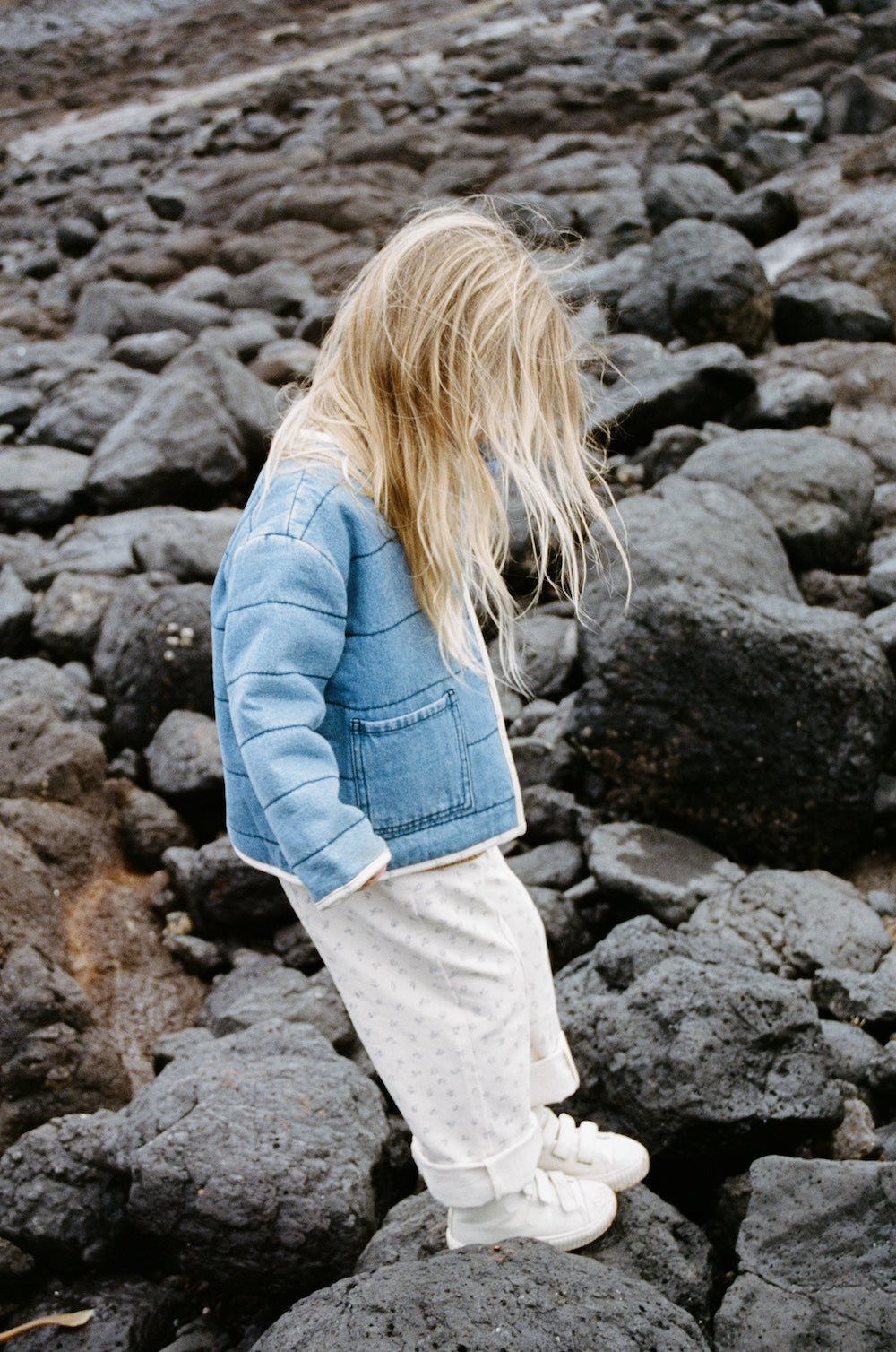 Quilted Reversible Jacket - Denim & Garden