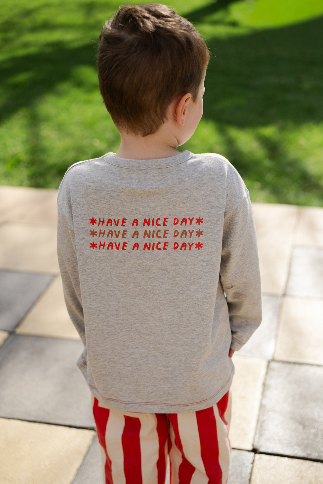 Organic Have A Nice Day LS Tee - Grey Marle