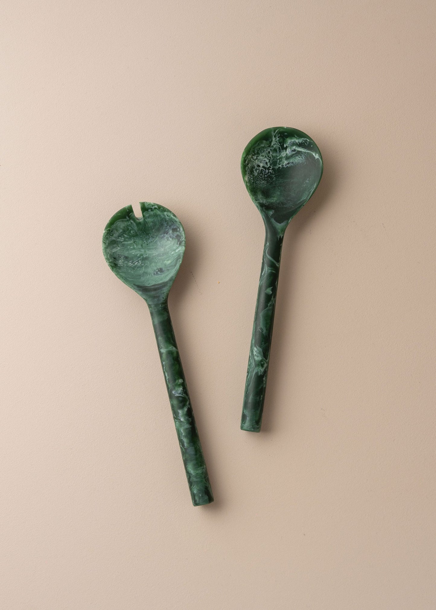 Flow Resin Salad Server | Dark Jade
