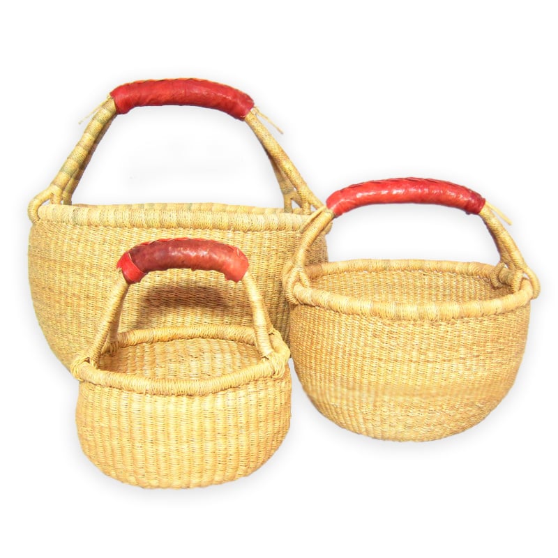 Small Round Bolga Basket | Natural