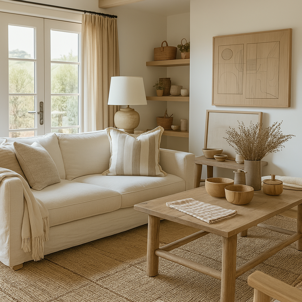 Pure French Linen Cushion with Flange Detail - Natural Wide Stripe