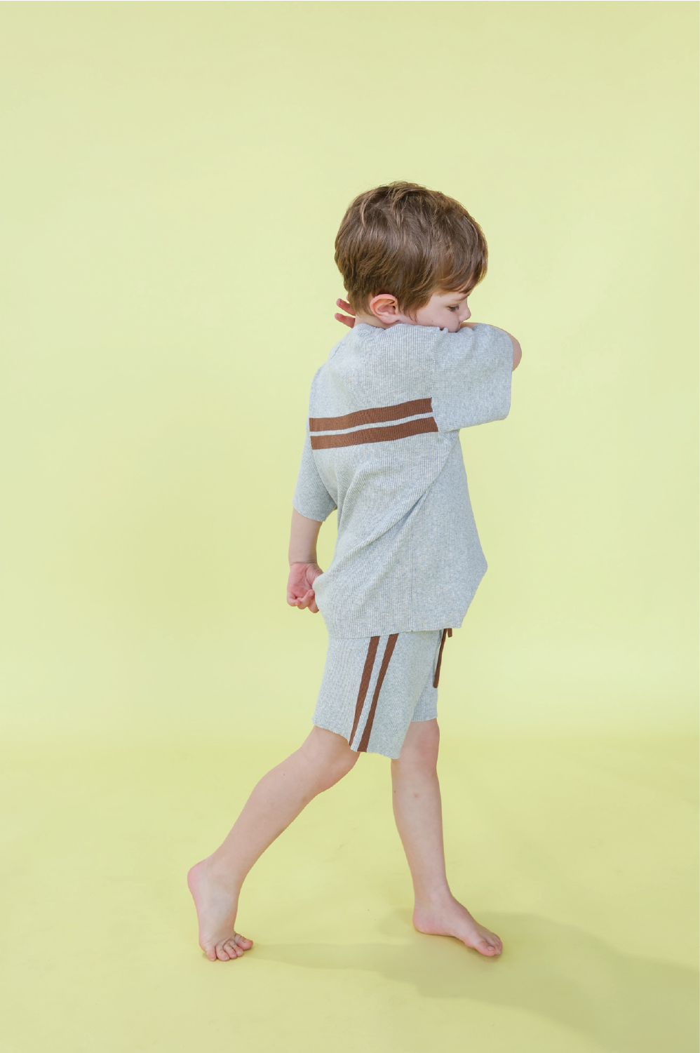 Organic Striped Ribbed Knit Shorts