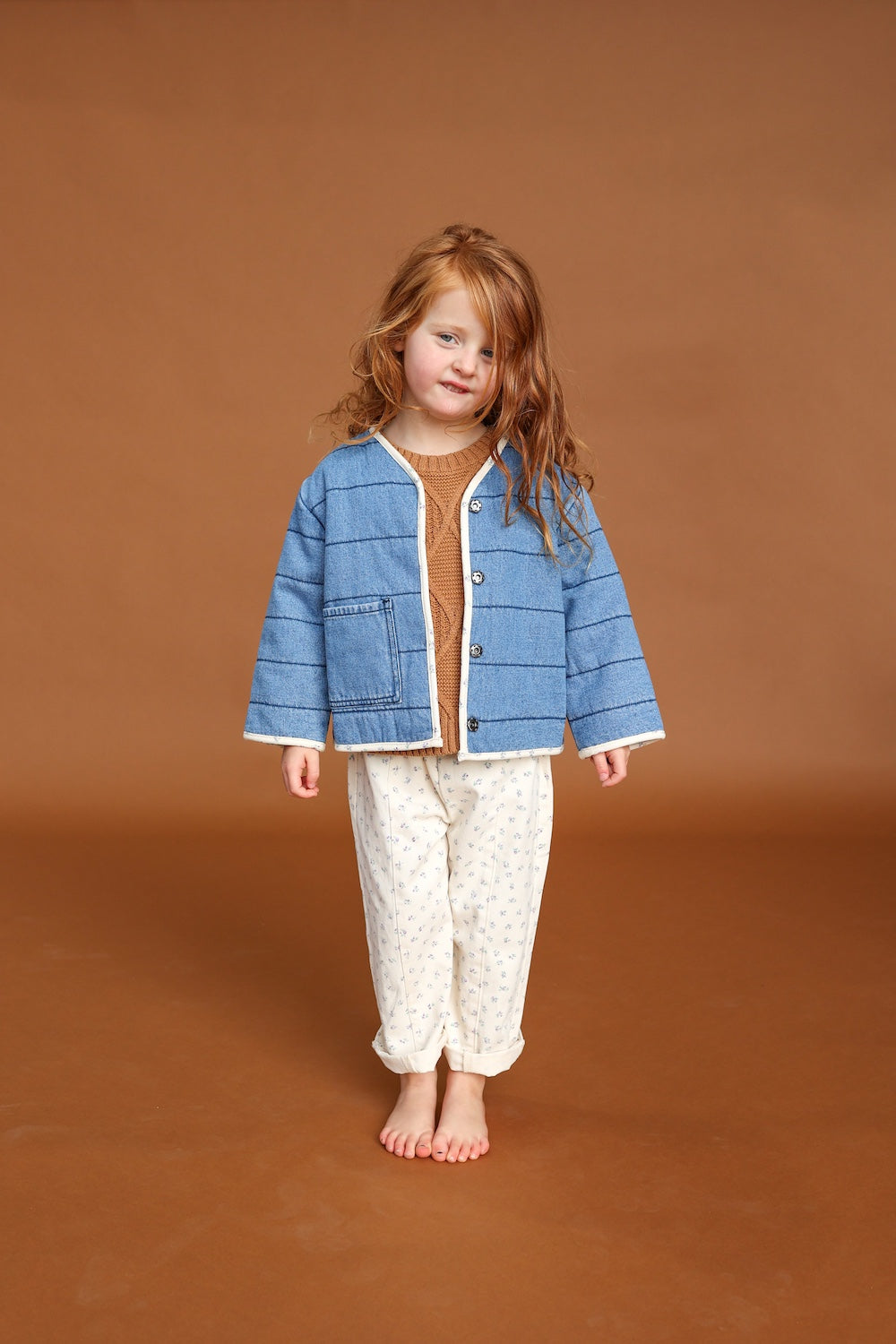 Quilted Reversible Jacket - Denim & Garden