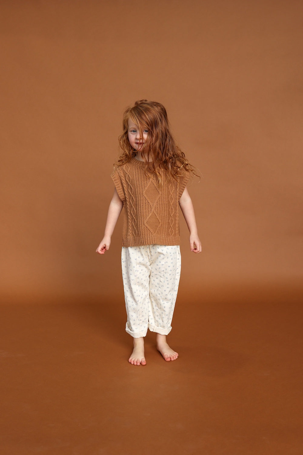 Chunky Cable Knit Vest - Toast