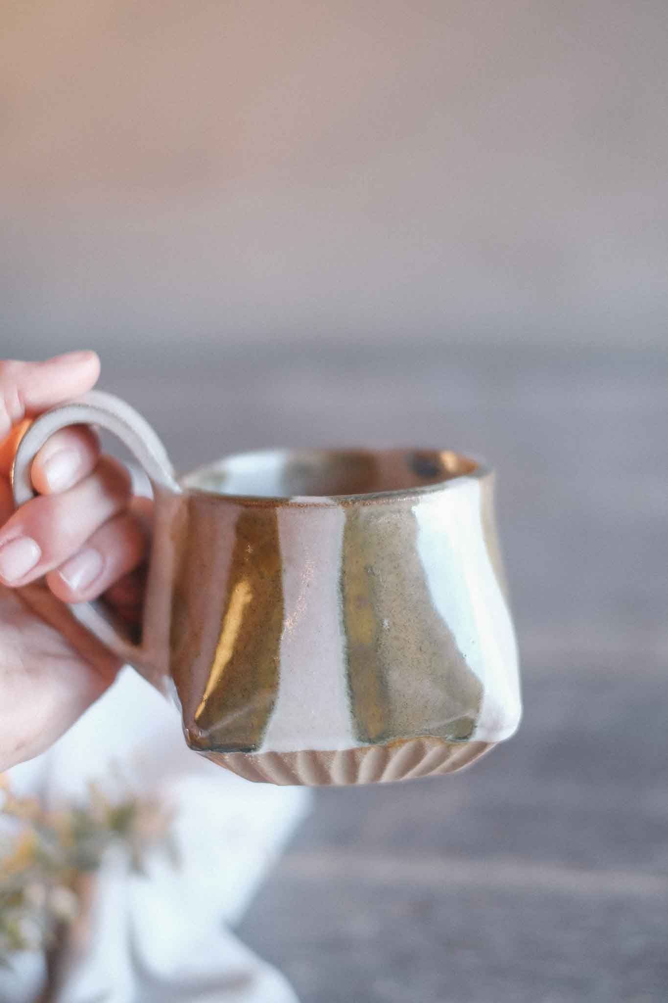 The Folded Mug —  Seaweed Stripe 300ml