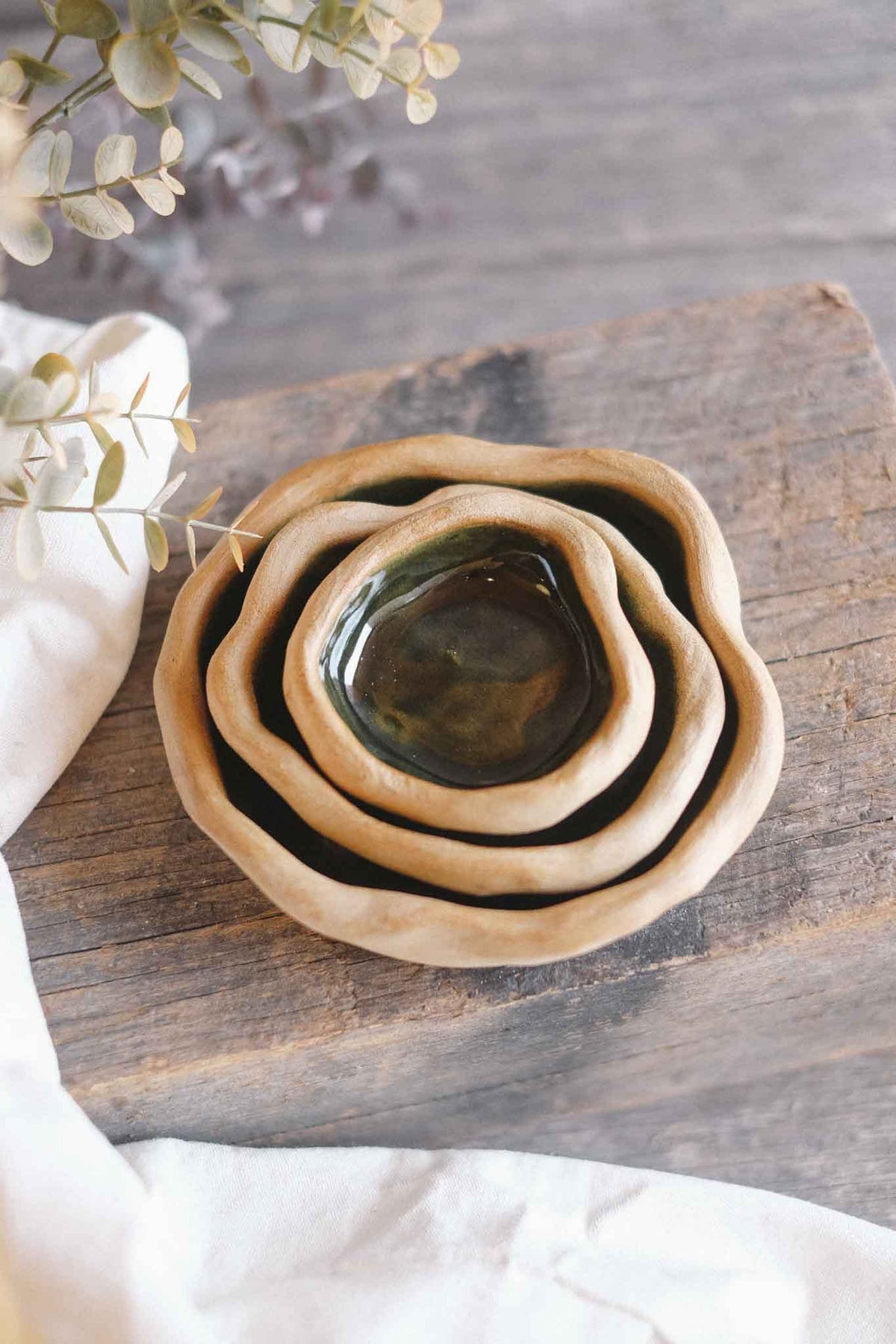 Rock Dish – Jade – Set of 3