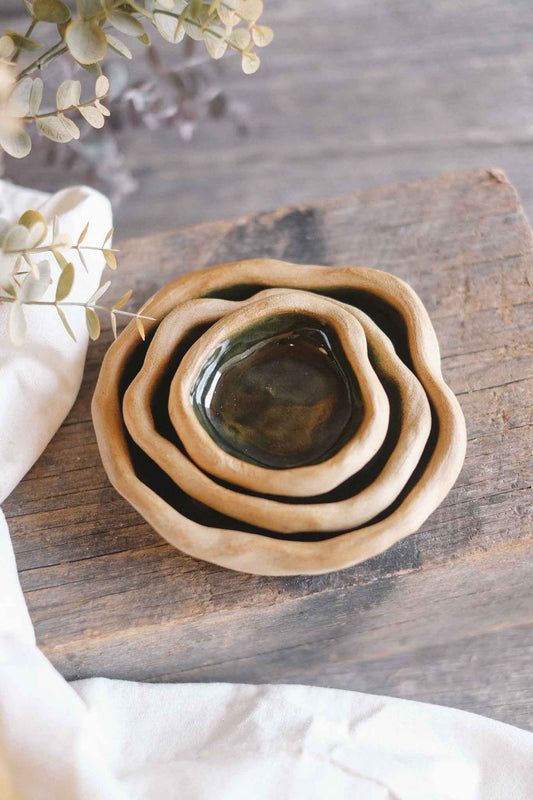 Rock Dish – Jade – Set of 3