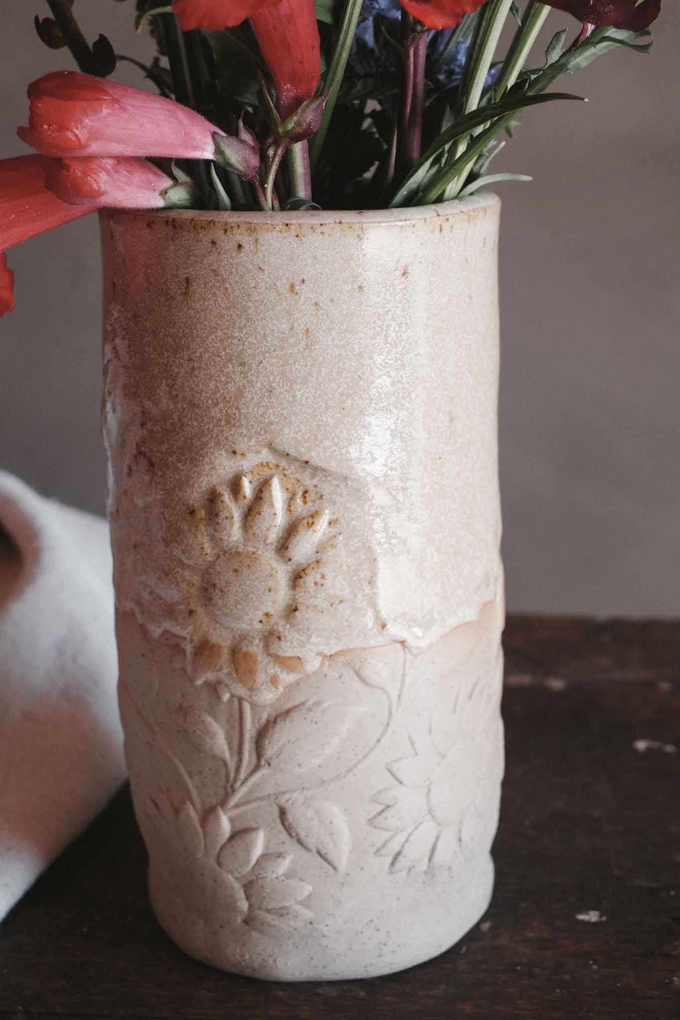 Floral Imprint Slab-Built Vase 2