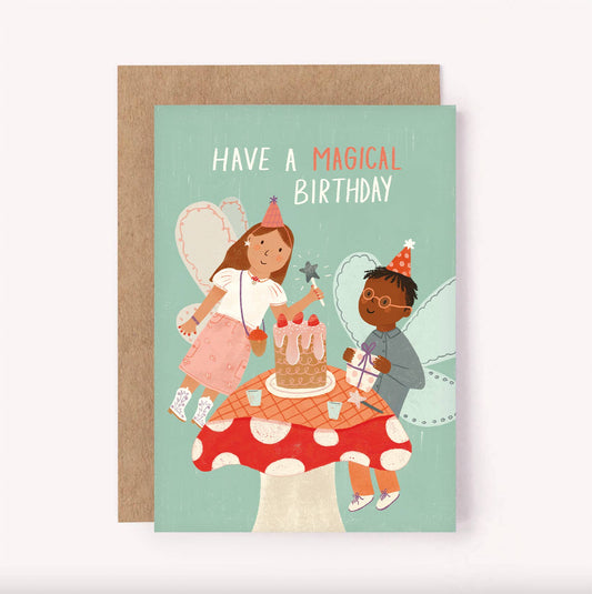 Fairy Party Birthday Card - Cute Kid's Bday Greeting Card