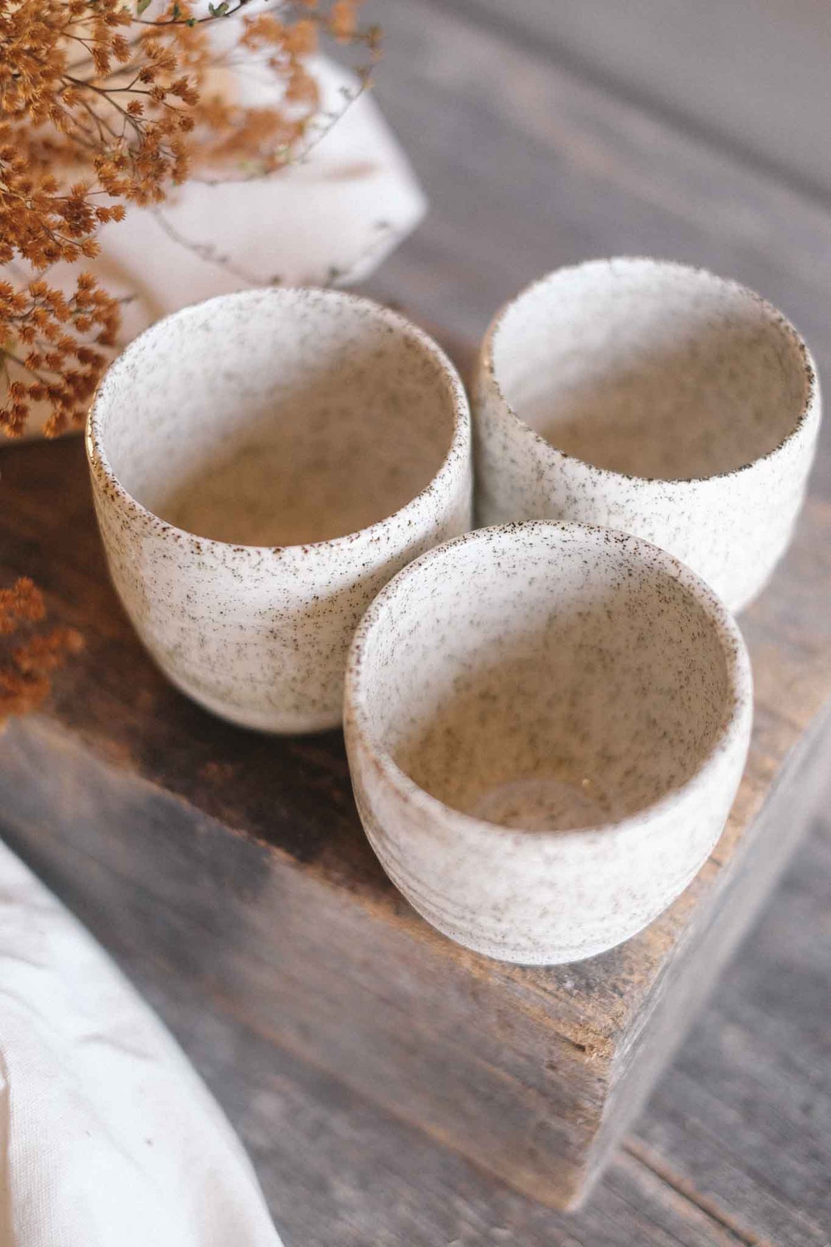 Latte – White Speckle with Crackle Glaze