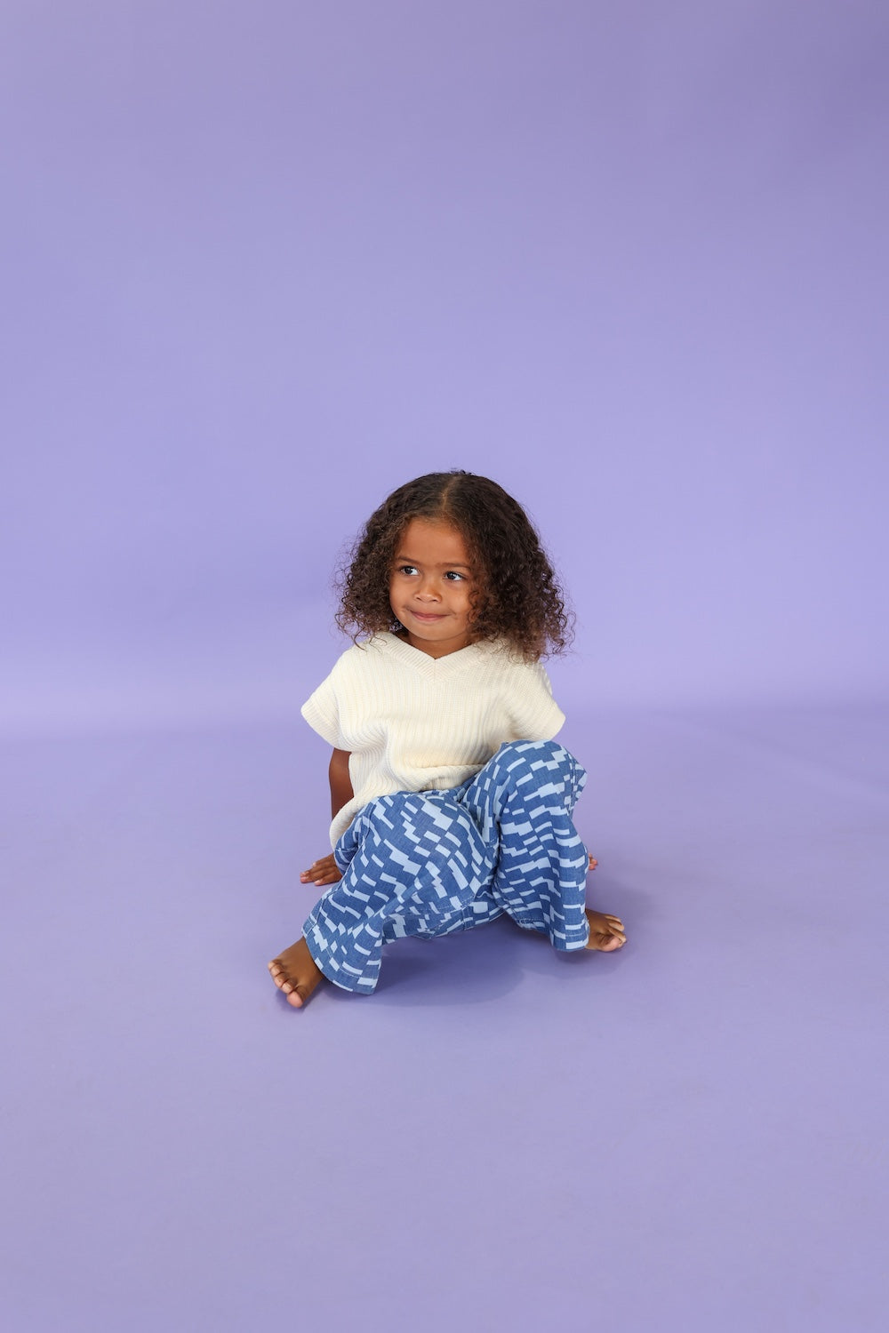 Chunky Rib V-Neck Vest - Milk