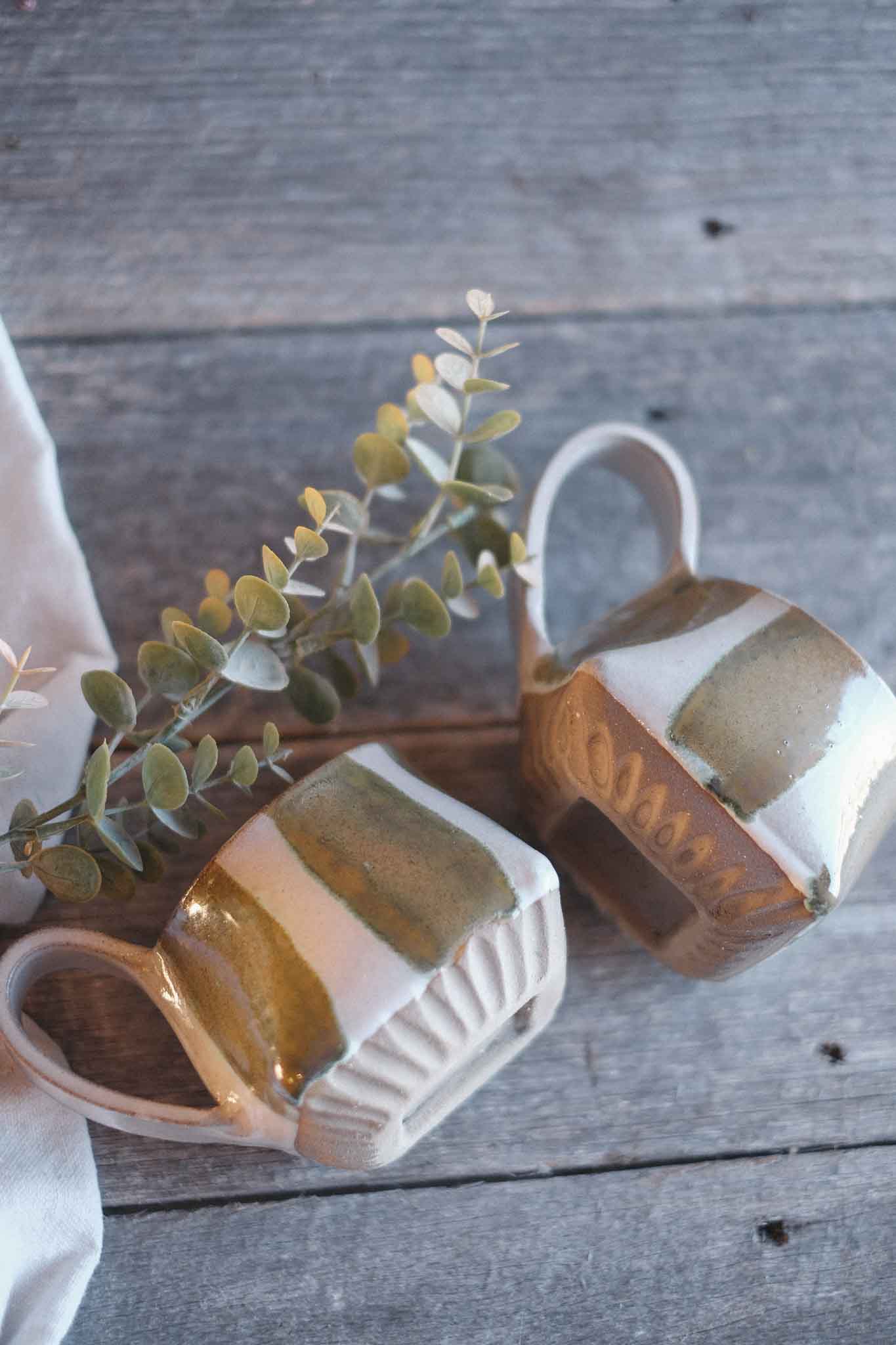 The Folded Mug —  Seaweed Stripe 300ml