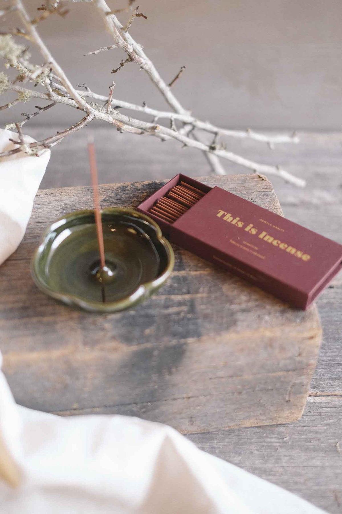 Incense Dish — Jade Floral