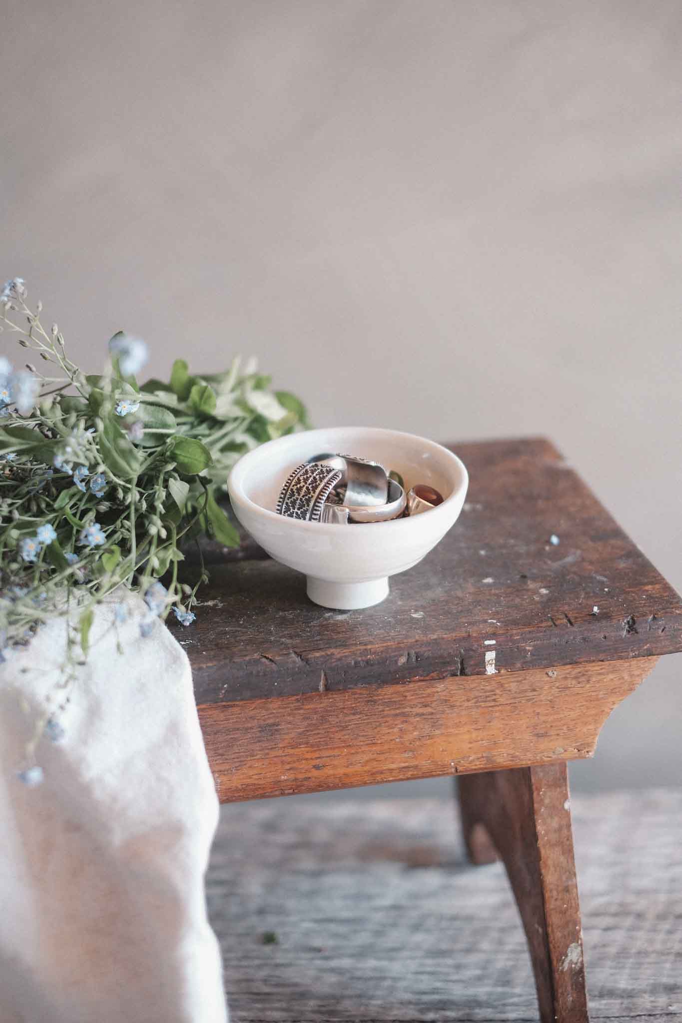 Small Pedestal Bowl | Clear Celadon on White Clay