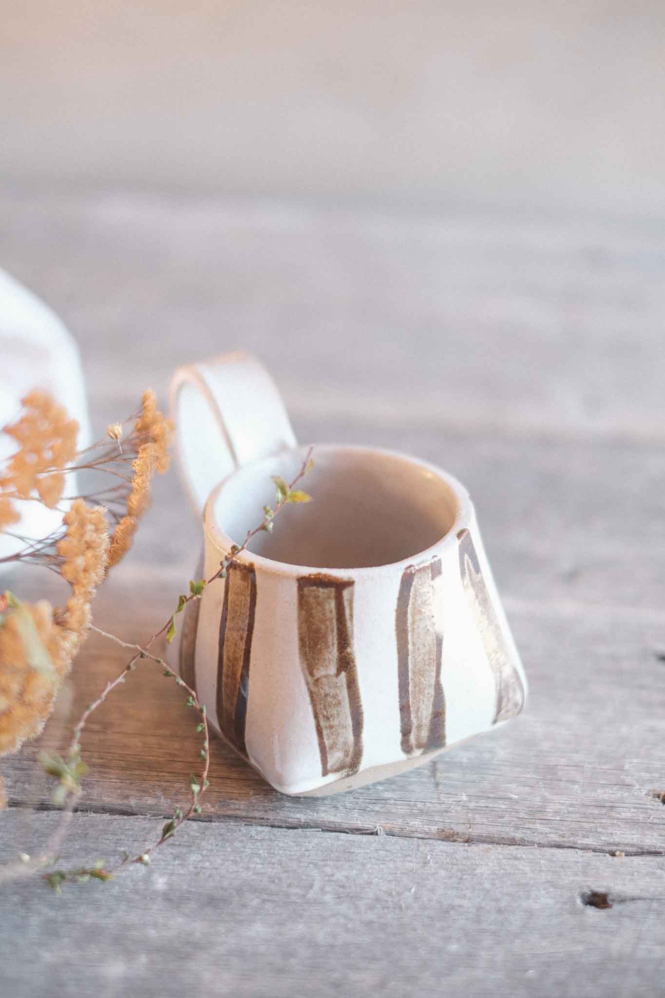 The Folded Mug — Brown Striped 300ml