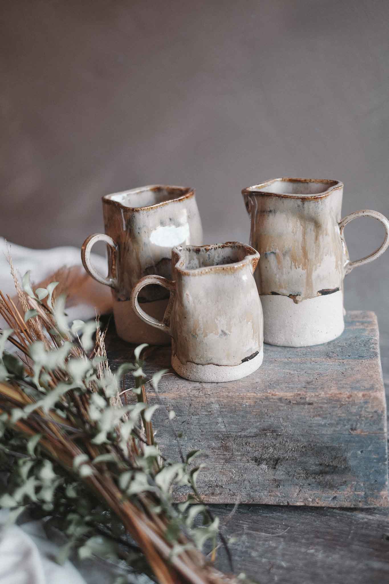 Handled Ruffle Vase — Wabi-Sabi Milk Jug Form — Small