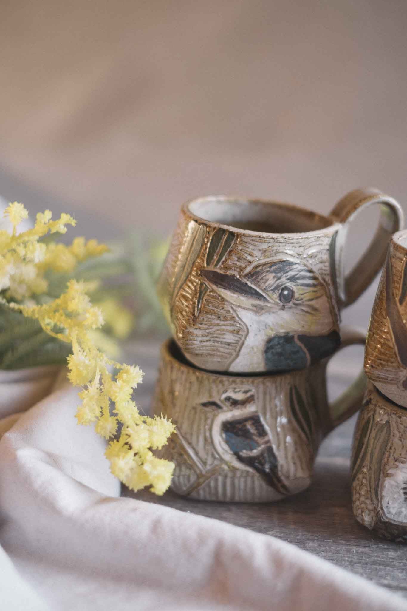Carved Kookaburra Mug — Jane Chapman Collaboration