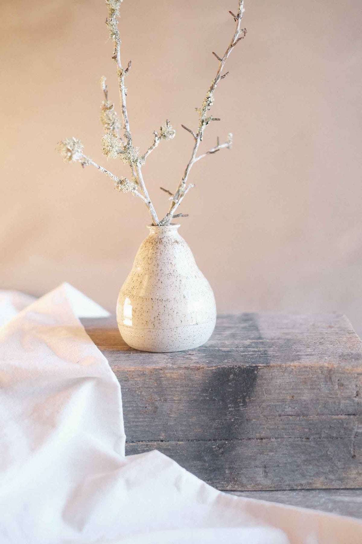 White Speckle Clay Vase – Clear Glaze – 12cm x 9cm