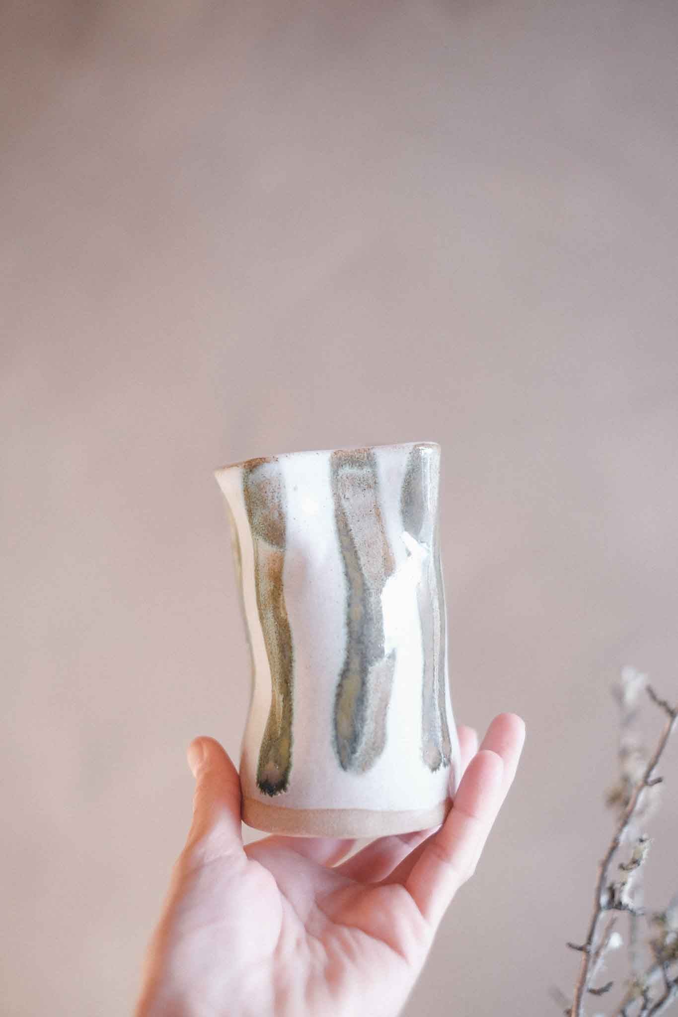 Seaweed Stripe Wabi-Sabi Vase — Small 12cm x 8cm