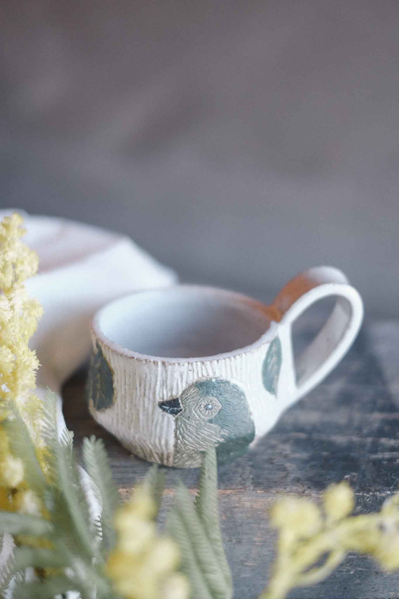 Green Parrot Mug – Collaboration with Jane Chapman