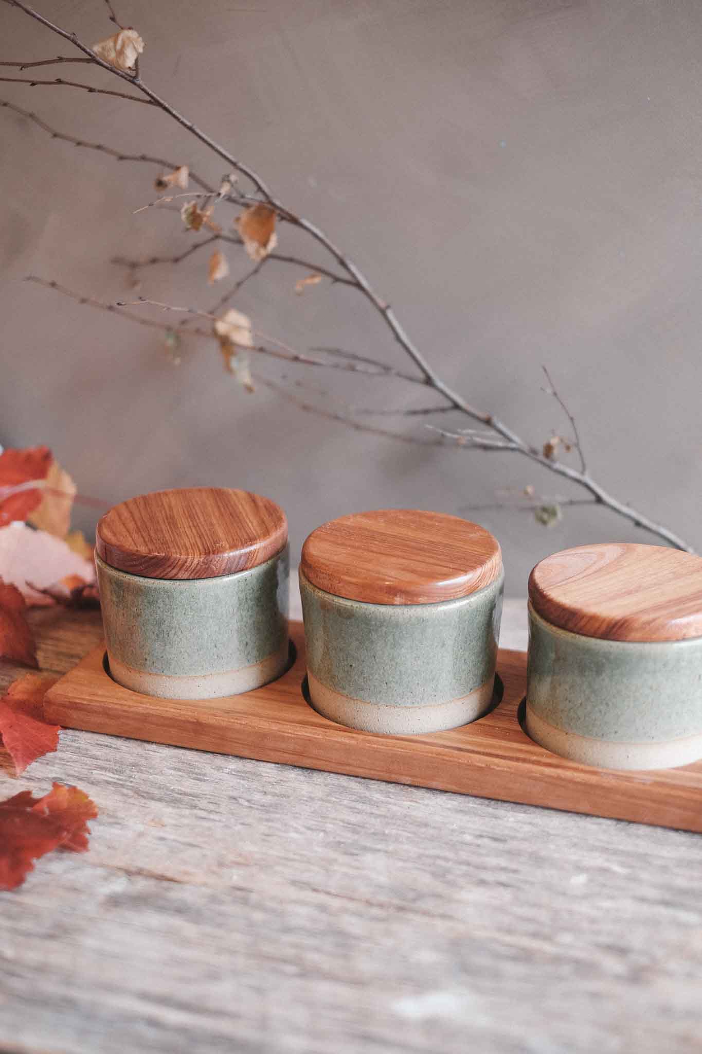 Three-Piece Pantry Jar Set — Blackwood & Wild Clay (40 × 15 × 13cm)