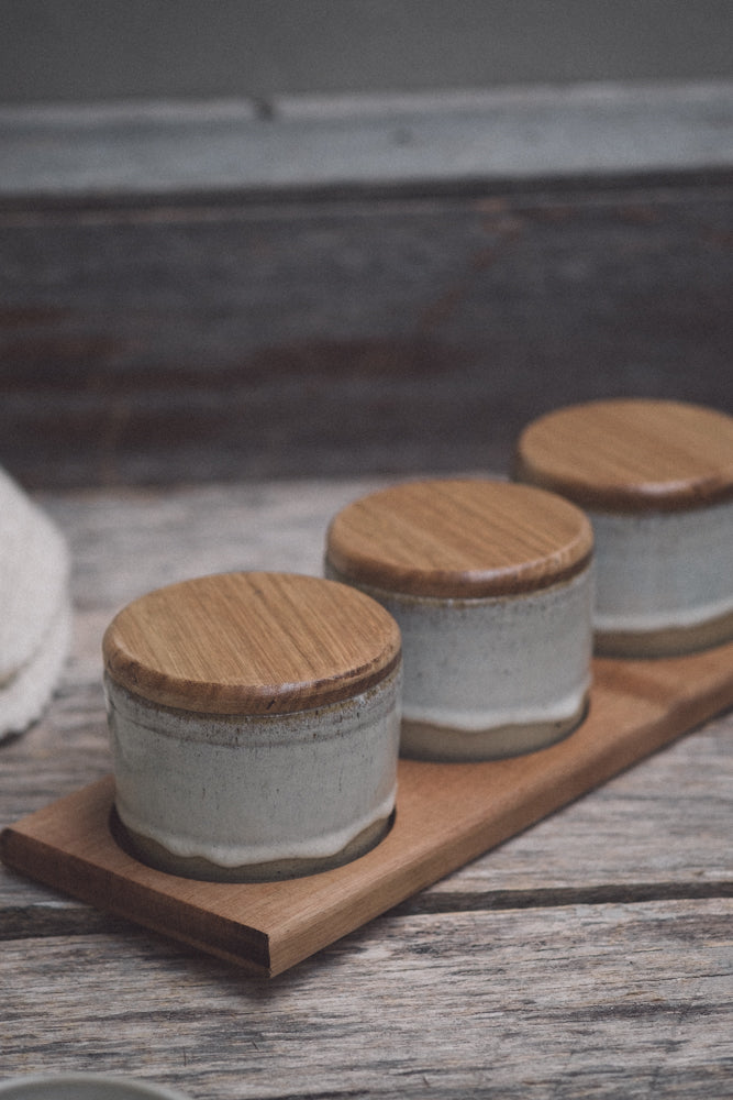 Wild Clay Jar Trio with Tas Oak Lids