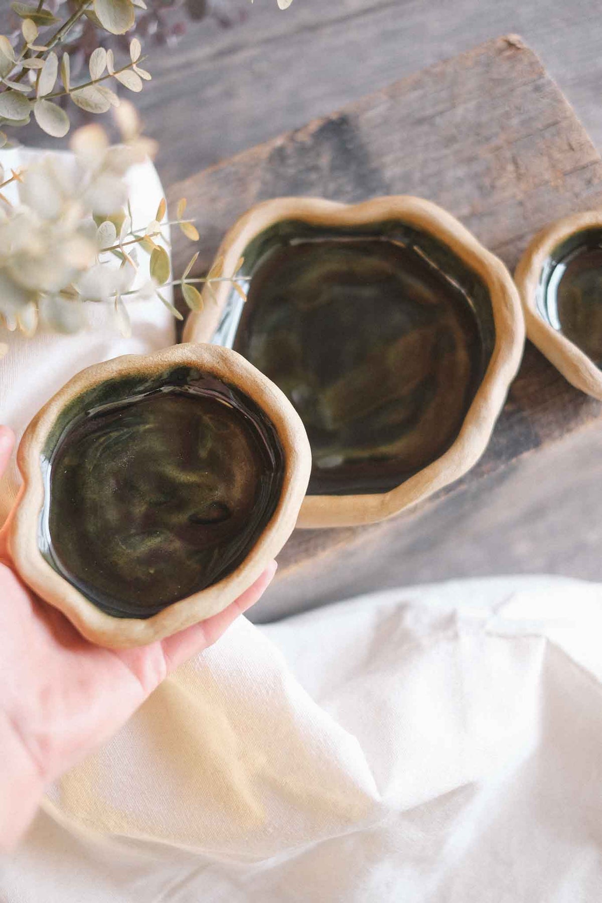 Rock Dish – Jade – Set of 3