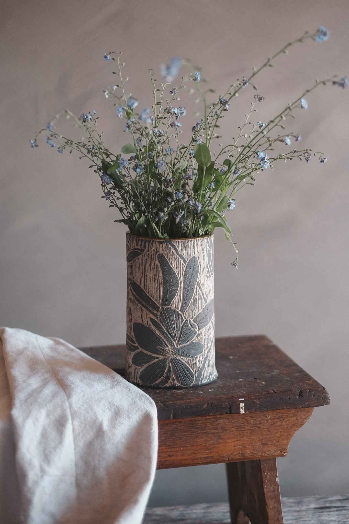 Carved Bird & Floral Vase | Medium — in collaboration with Jane Chapman
