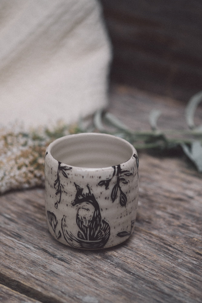 Foxes Hand Carved Latte Cup